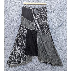 NWT P. Luca Milano Patchwork Maxi Skirt Size LG Boho Hippie Whimsigoth Black